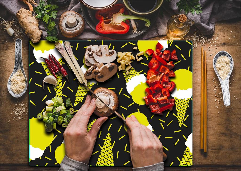 GLASS PLATE CUTTING BOARD 52x40 PATTERN