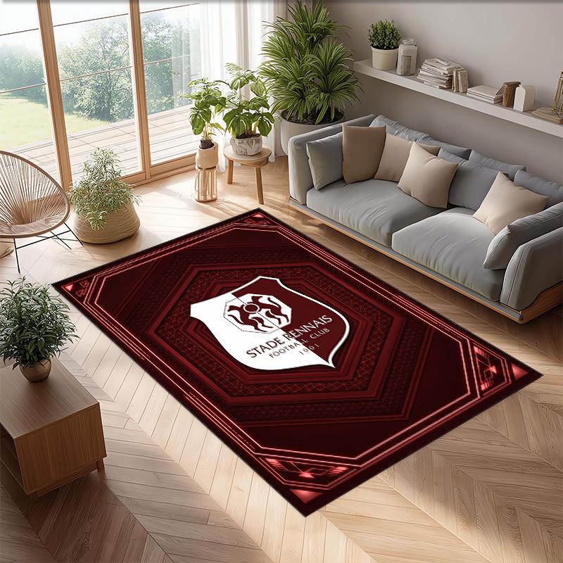 Stade Rennais FC Soccer Football Pattern Soft Area Rug Non Slip Indoor Floor Carpet Sports Decor Mat for Bedroom