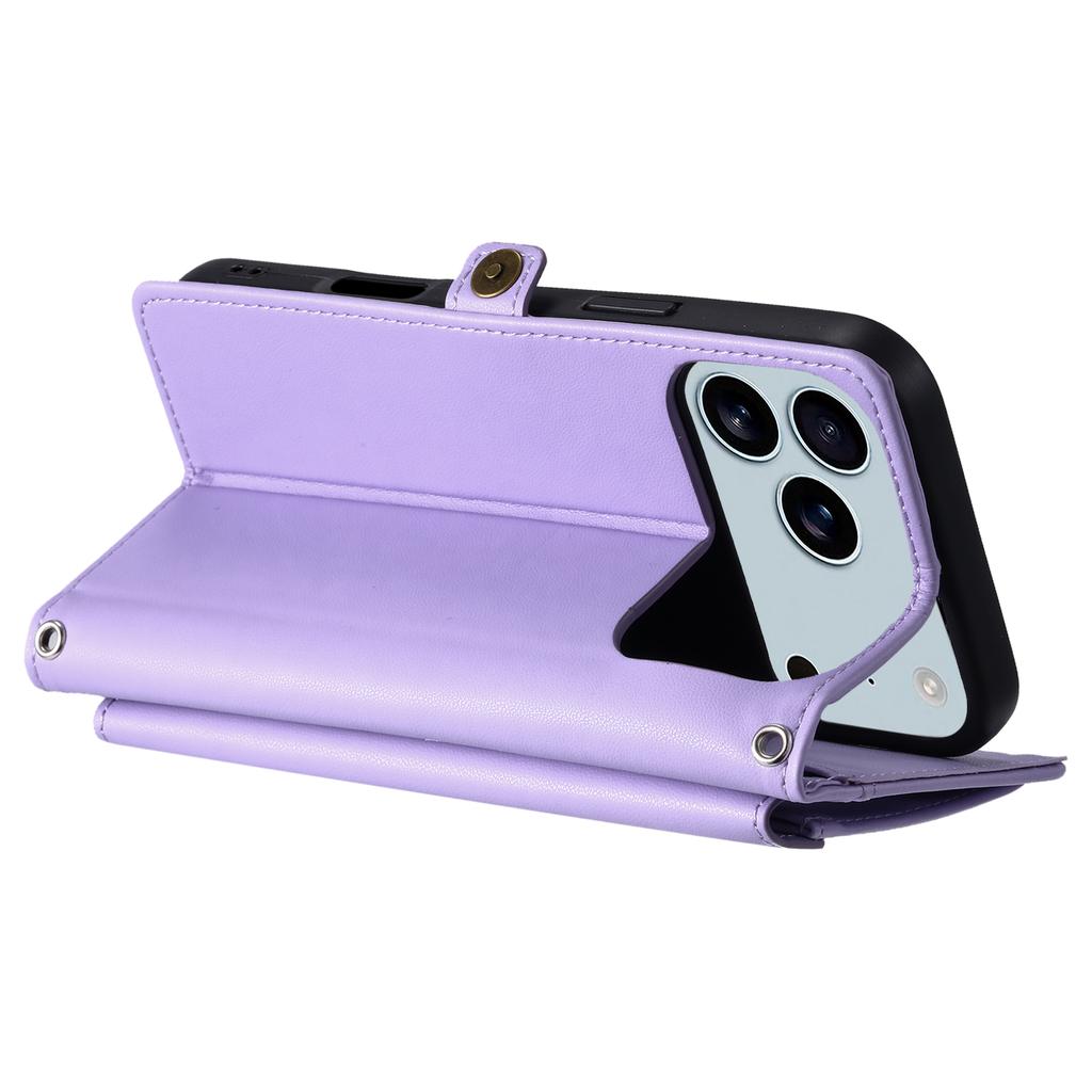 Кожаный чехол-кошелек со ремешком на запястье и подставкой для iPhone 17 Pro Max