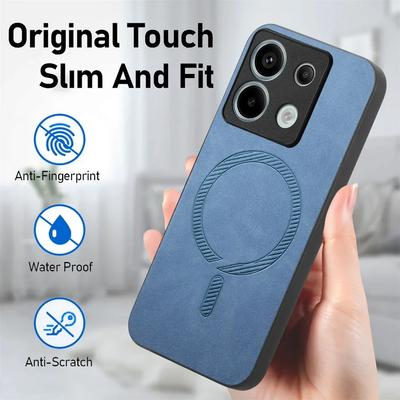 Для Redmi Note 14 Pro Plus Note14 5G Роскошный кожаный чехол для беспроводной магнитной зарядки Magsafe Противоударный чехол для Redmi Note 14pro 13 Pro +