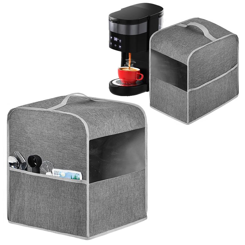 1Pc Coffee Maker Dust Cover Kitchen Coffee Making Machine Covers with Accessory Pocket Dustproof Appliances Cover Office Dining