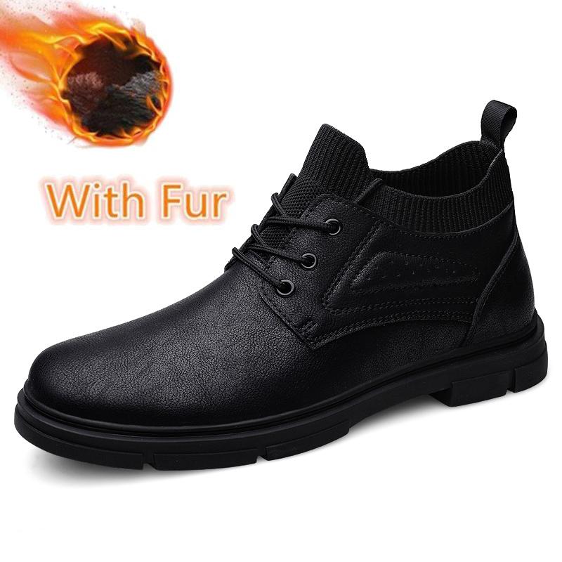 Genuine Leather Boots New Fashion Men'S Motorcycle Boats Comfortable Sports Ankle Boots Male Winter Plush Snow Footwear Sneakers