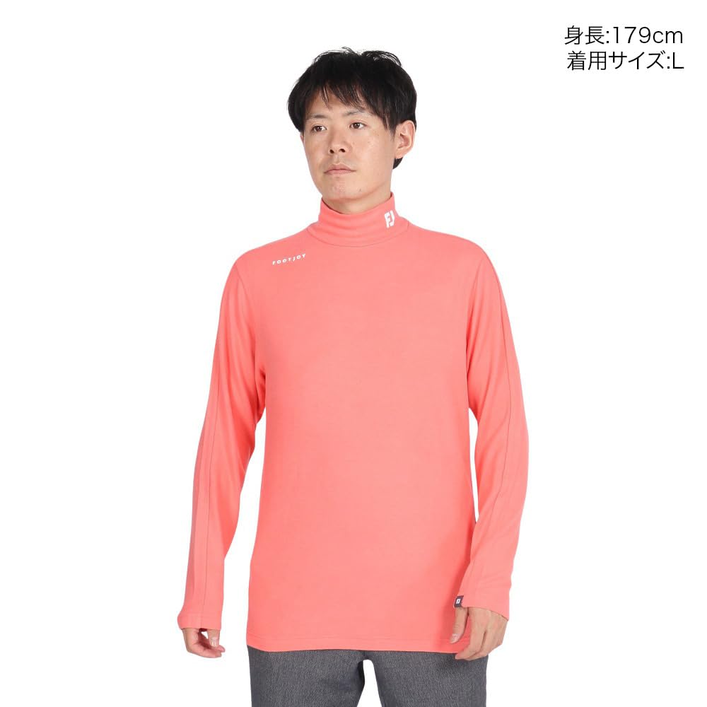 Мужская рубашка с длинным рукавом и воротником-стойкой из эластичного материала с начесом FootJoy, коралловый, XXL, FJ-F24-S08, 32193-XXL