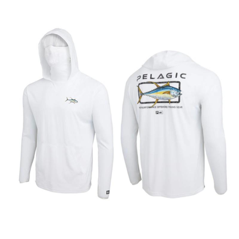 Mens Quick-Dry Hooded Fishing Shirt With Face Cover UV Protection Long Sleeve Outdoor Angling Apparel