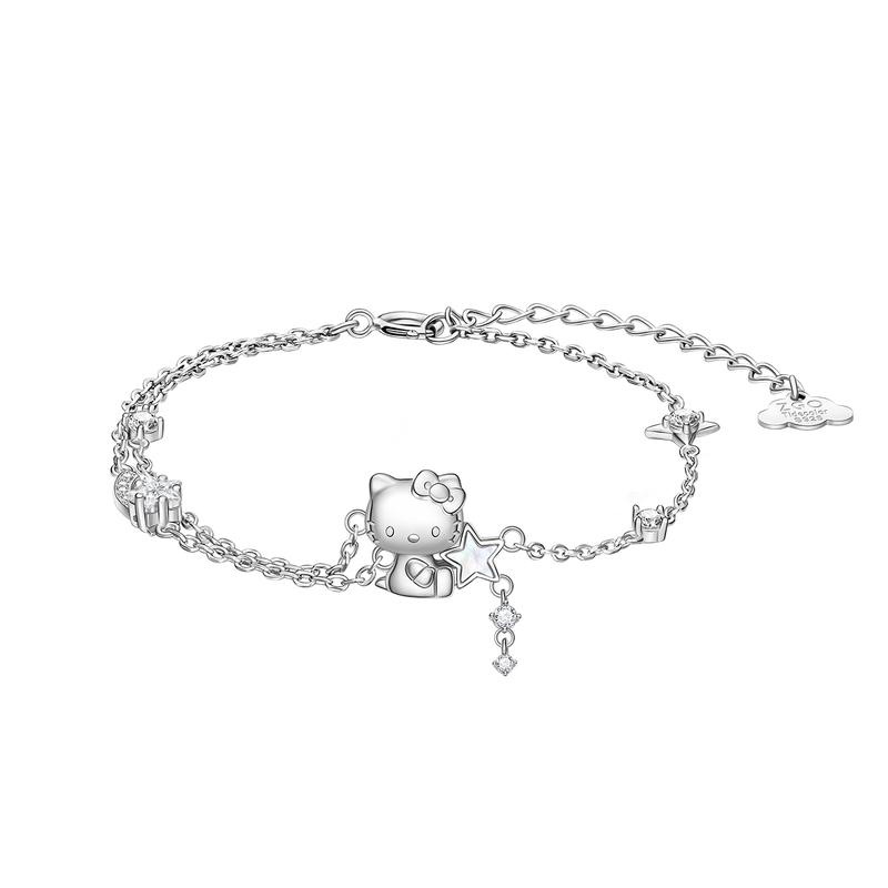 Sanrio 925 silver limited edition, trendy color painting, Cinnamoroll starry sky, fugitive princess simple niche design bracelet, 6096 Cinnamon Dog