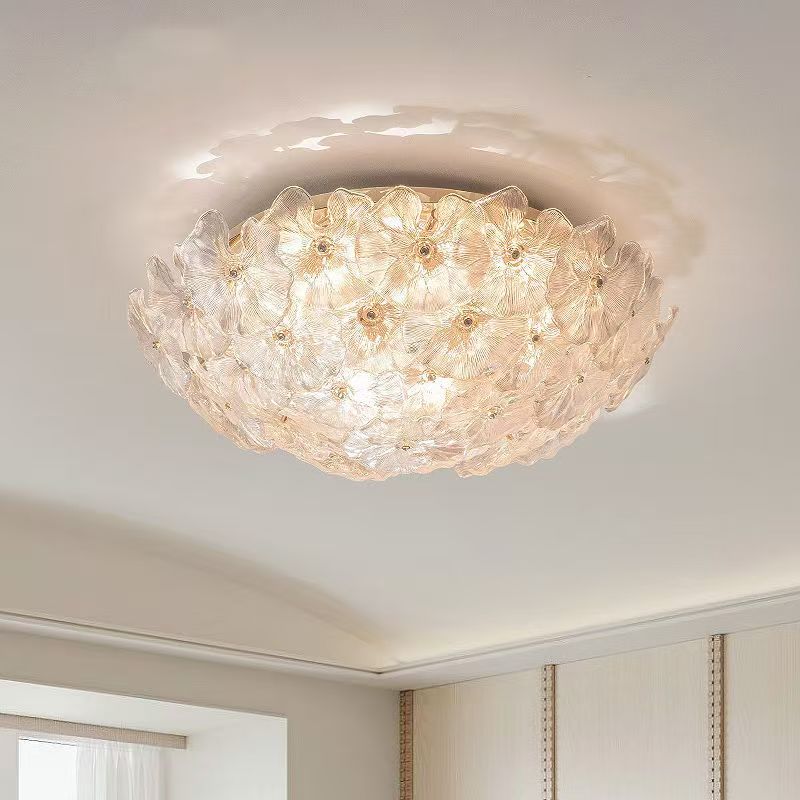 Главная спальня лампа полный спектр лист лотоса стеклянный дизайнерский стиль интернет известный ресторан потолочный светильник