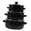 3 Pieces Enamel Stockpot with Lid Cooking Pot Creative Heat Resistant Double Handles Slow