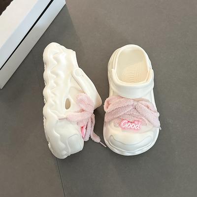 Стильные простые мягкие милые универсальные милые туфли-полусапожки на шнуровке женские летние новые туфли с отверстиями крутые тапочки