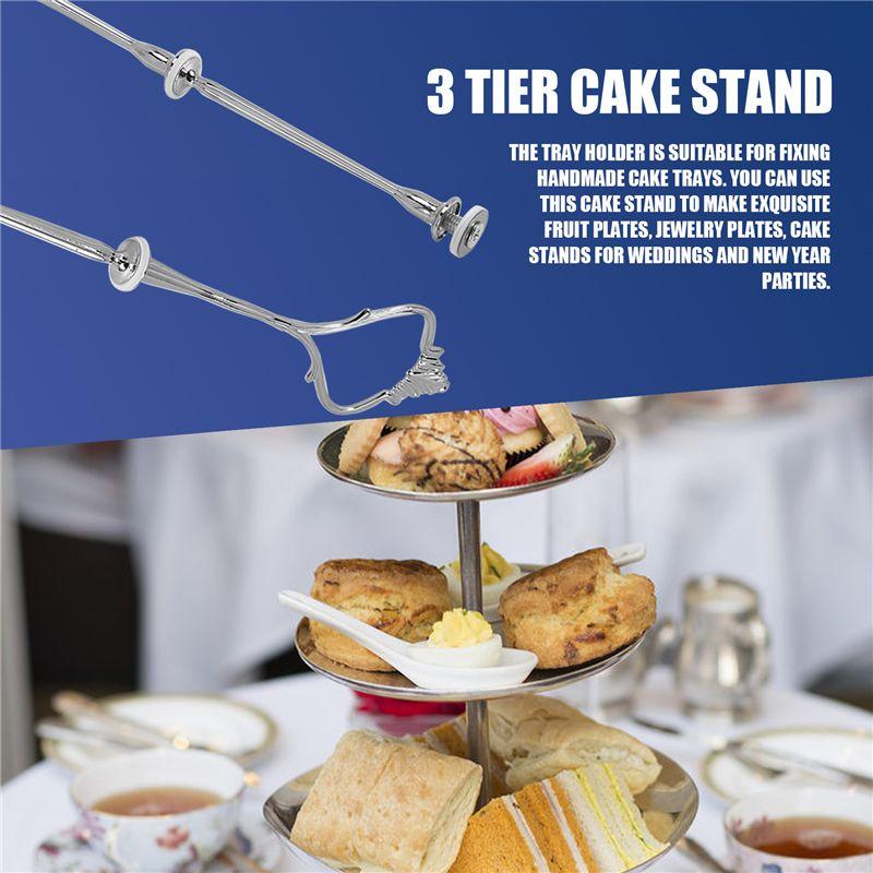 J1UL1N 6 Set Tray Hardware For Cake Stand 3 Tier Cake Stand Fitting Hardware Holder For Wedding And Party Serving Tray(Silver)