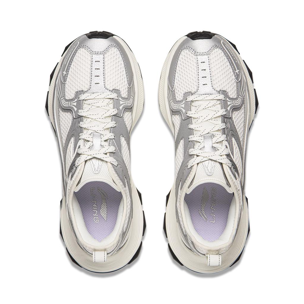 Li Ning Нескользящие, износостойкие, дышащие низкие массивные кроссовки Мужские Белый Серебристый AGCW055-4