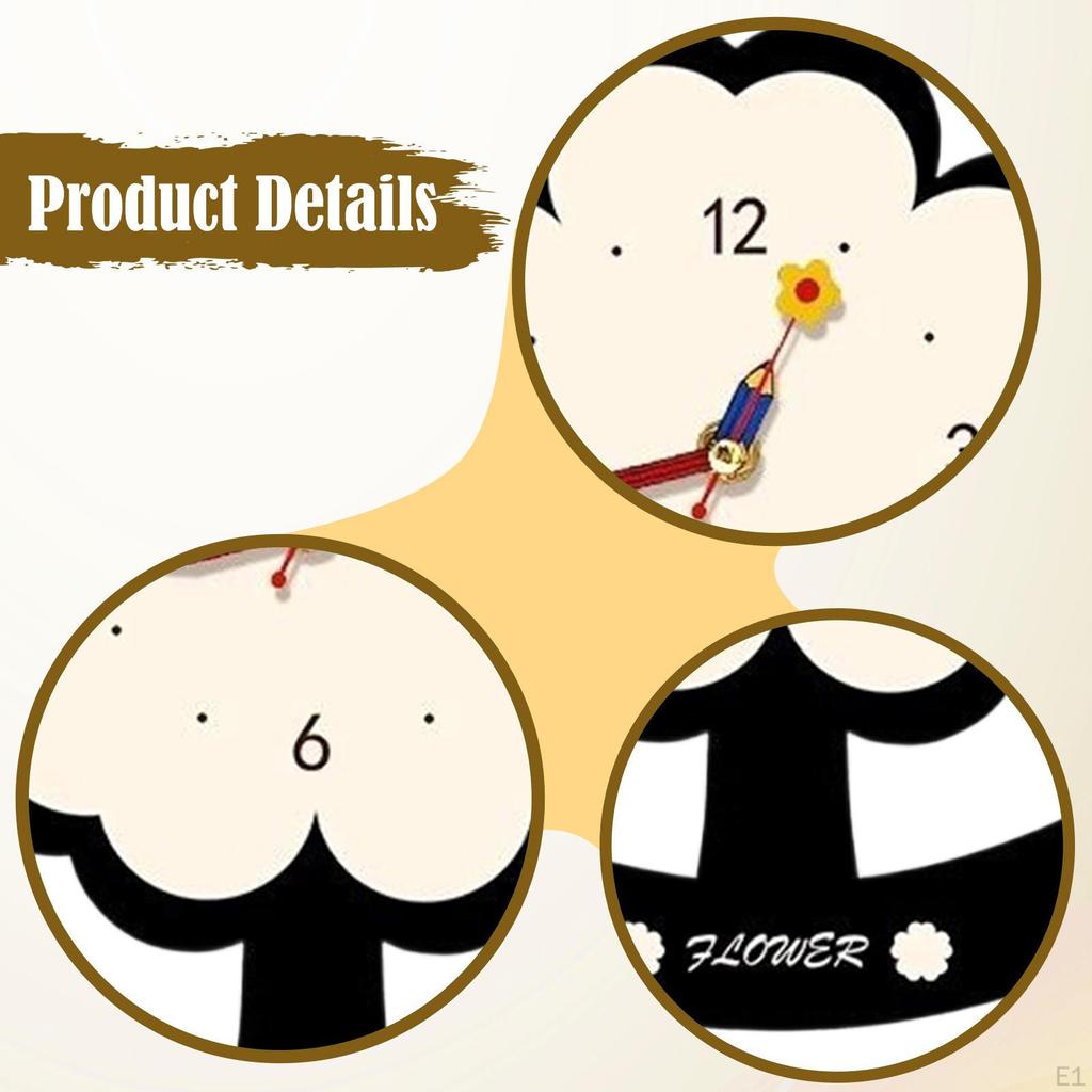 Desk Clock Non Ticking Novelty Cartoon Silent Kids Analog Home Decor for Kitchen Tabletop