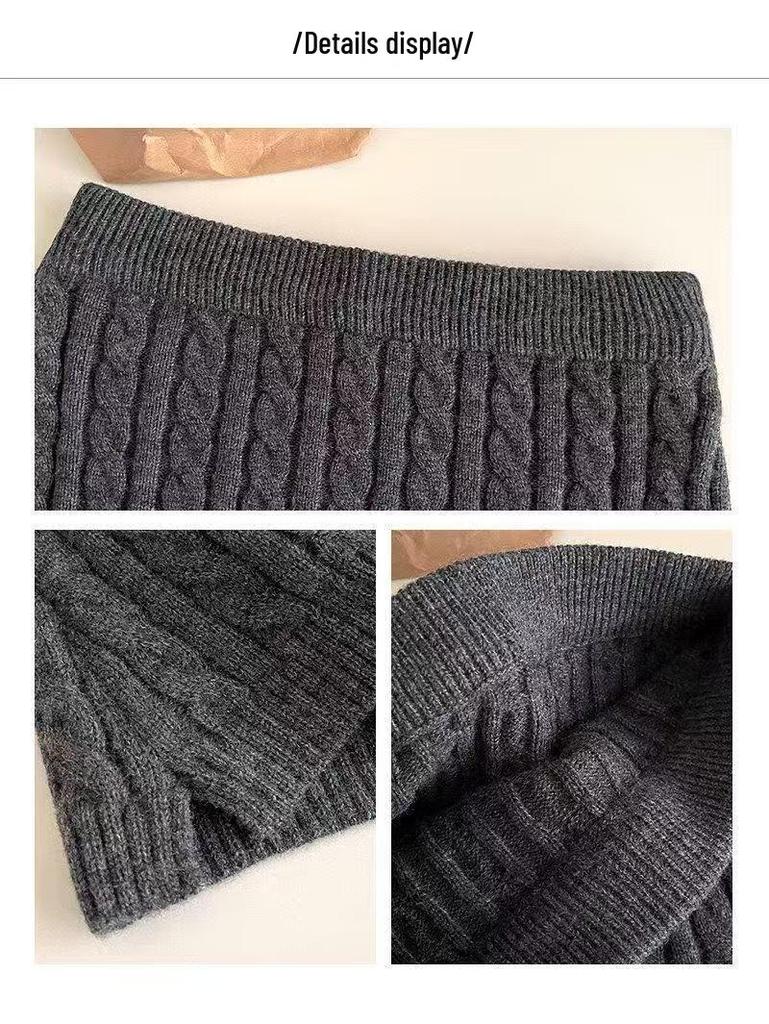Trendy Women's Cable Knit Bodycon Midi Skirt - Autumn/Winter Versatile Outfit