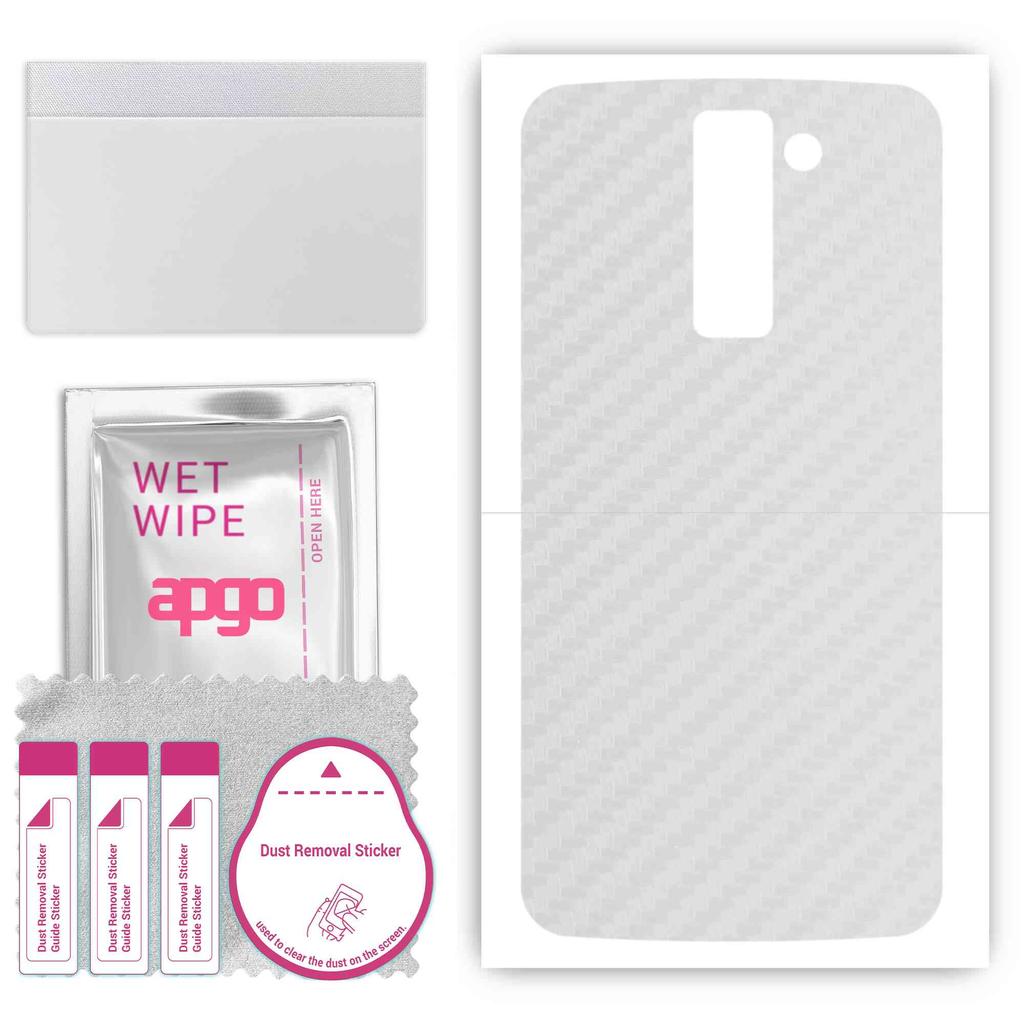 apgo Protective Skin Sticker for the Back Compatible with LG K10, Wrap Film, Foil, Vinyl - Pattern Transparent Carbon