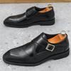 Fashion Black Brown Monk Strap Loafers For Men Trend New Pointed Leather Shoes Male Designer Formal Wedding Dress Homecoming Footwear