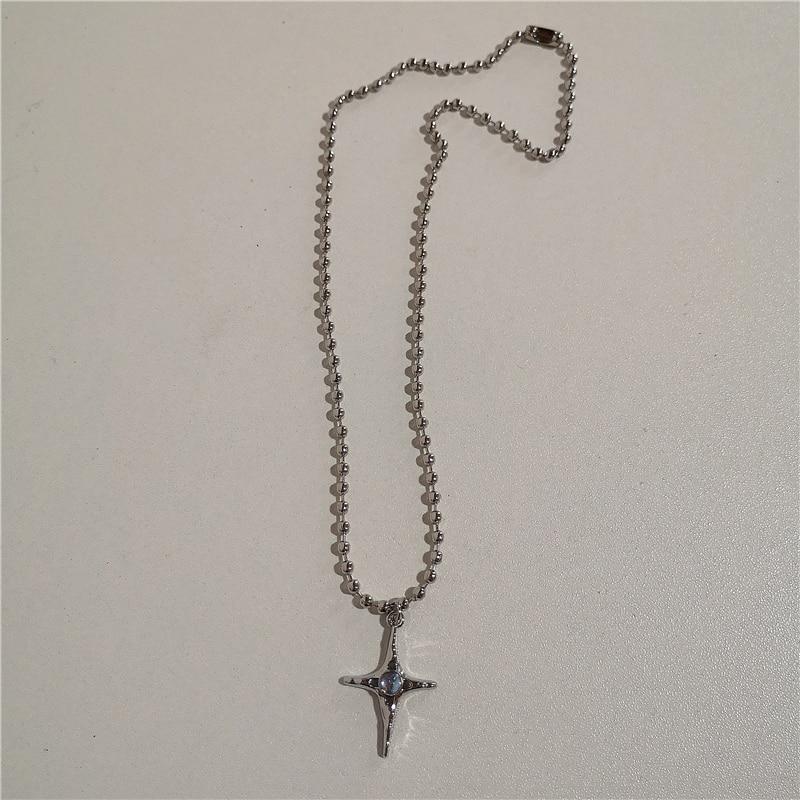 Kpop винтажное ожерелье в стиле панк серебряного цвета со звездой, ожерелье из бисера для мужчин и женщин, уличный хип-хоп, эстетические ювелирные изделия в стиле гранж, аксессуары Y2K
