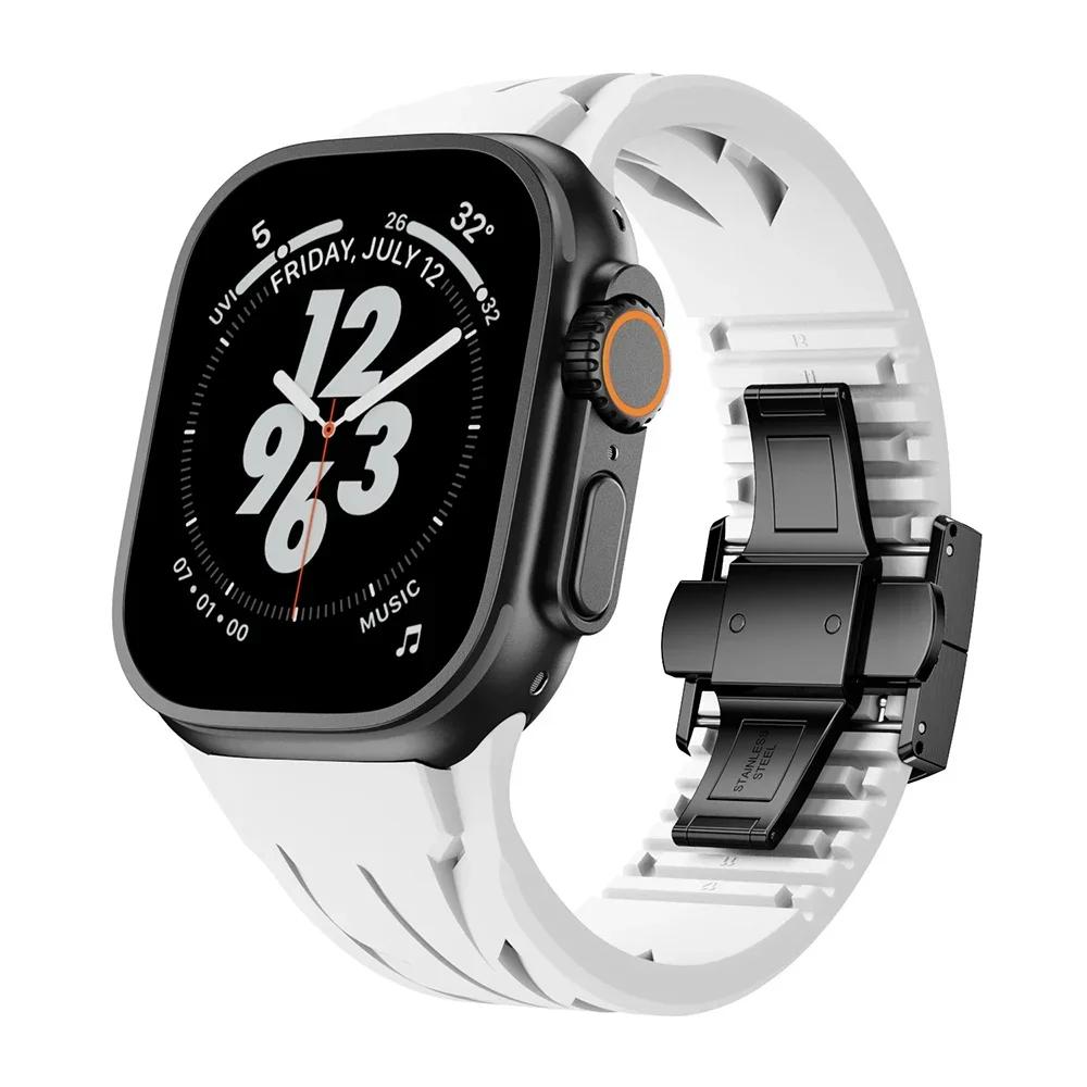Силиконовый ремешок для Apple Watch Ultra 2 49 мм 10 46 мм 9 8 7 45 мм 44 мм Премиальный браслет для Iwatch Серии 6 5 4 Se Ремень, обрезаемый по размеру