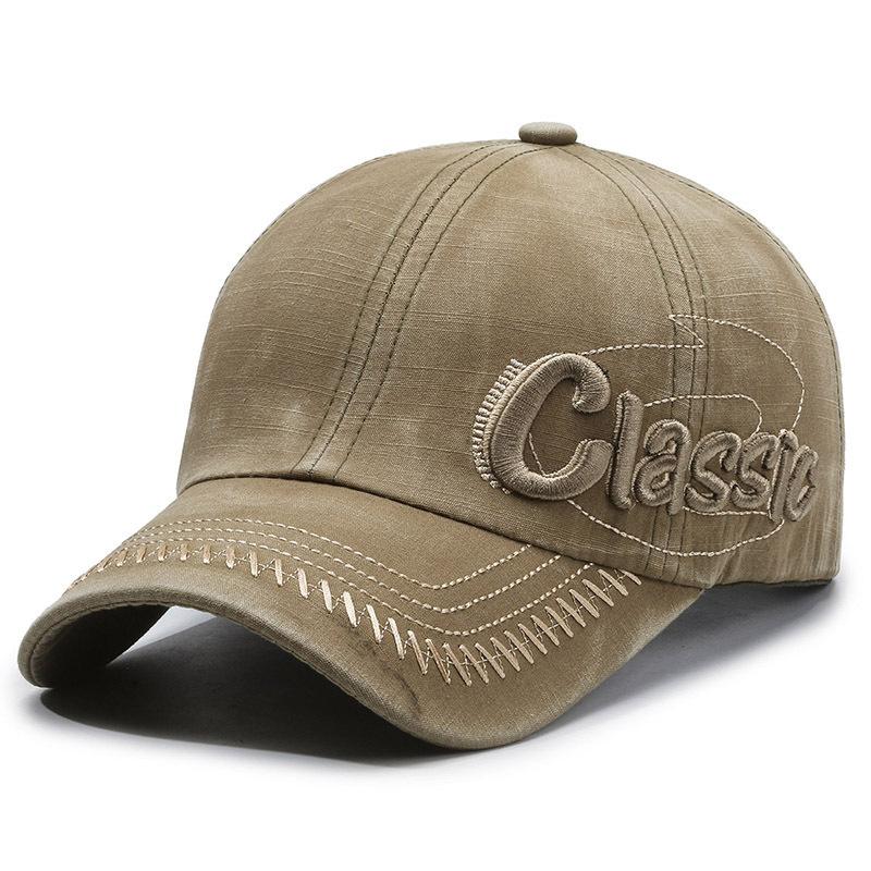 Sub-letter embroidery old versatile hat peaked cap women's outdoor street washing new soft top baseball cap men
