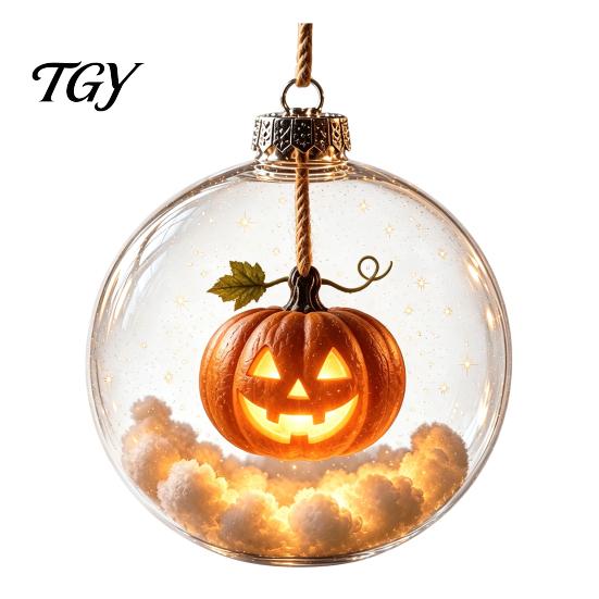 Outdoor Festive Party Supplies Halloween Glowing Sphere, Lighted Clear Ball Ornament, Cute Witch Bedroom Ceiling Ornament Cat, LED Hanging Decoration