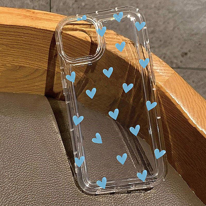 Heart Stamp Aesthetic Clear Phone Case For iPhone 17 Air 16 e 15 14 13 12 11 Pro Max Plus Mini SE Soft Clear Cover Girls Gift