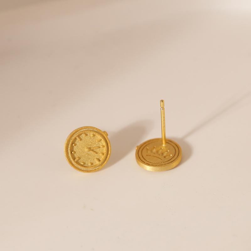 Confession 520 Маленькие золотые серьги-часы для женщин с изысканным модным темпераментом Серьги