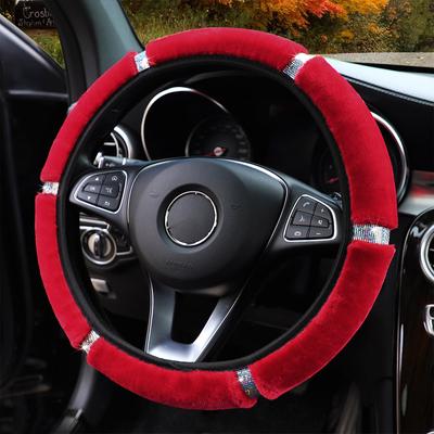 Универсальный мягкий плюшевый сверкающий автомобильный чехол на руль диаметром 37-38 см, аксессуары для салона автомобиля, эластичный руль