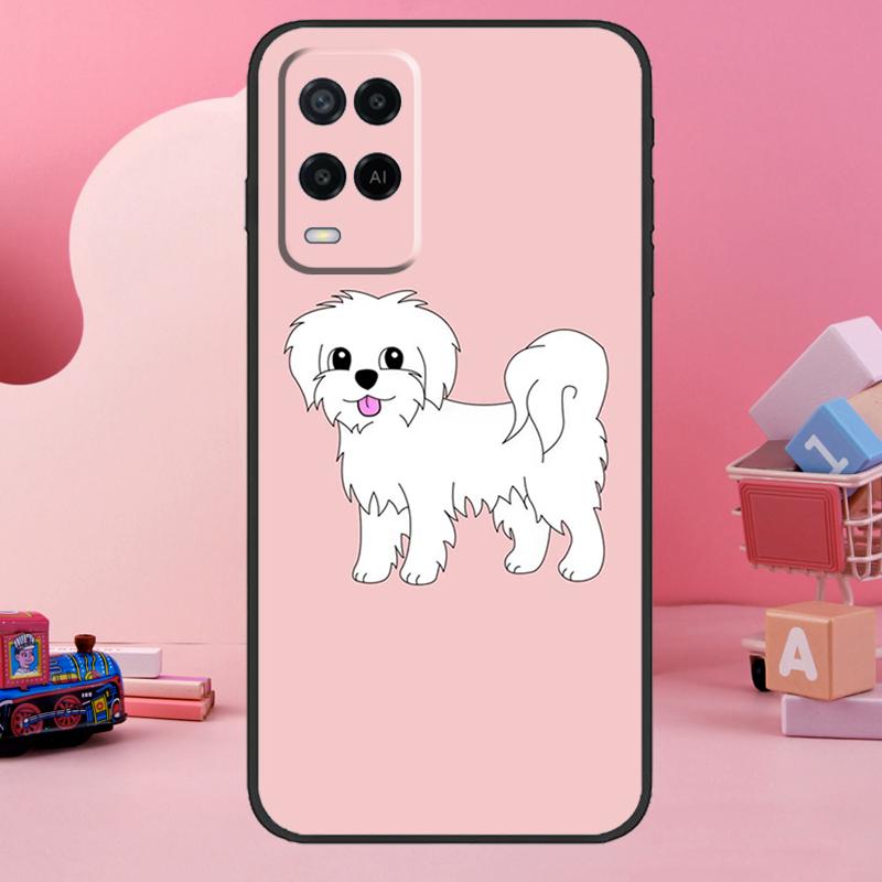 Cartoon Maltese Dog Case For Oppo A5 Pro A15 A17 A57 A77 A18 A38 A58 A78 A98 A94 A74 A54 A16 A76 A96 A40 A60 A80