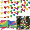 100Pcs Dacron Bunting Banner Triangle Shape Flag Garland New Pennant Banner  Festival Decorations