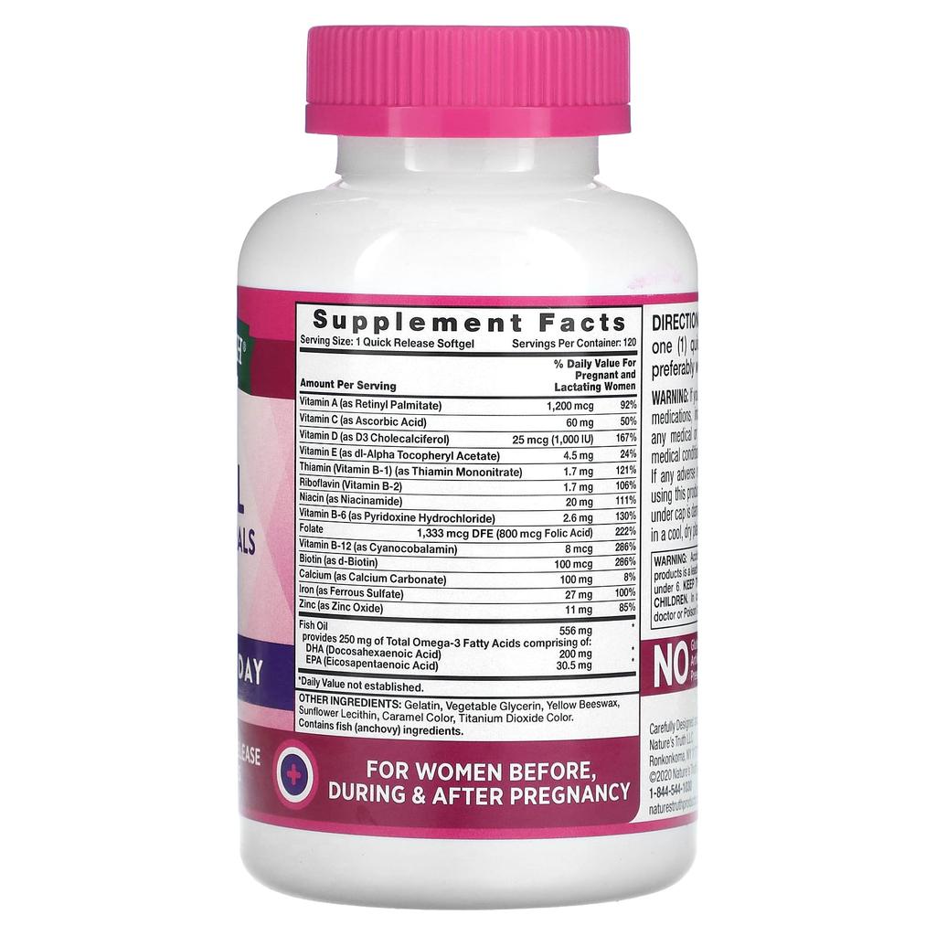 Nature's Truth Ультра Пренатальные Витамины и Минералы + ДГК, 120 Мягких Капсул