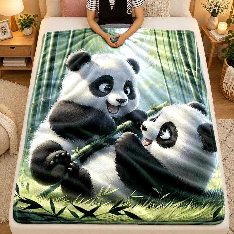 Flannel BlanketPanda Warm Soft Throw Blanket for Indoor Sofa Bed Living Room Use