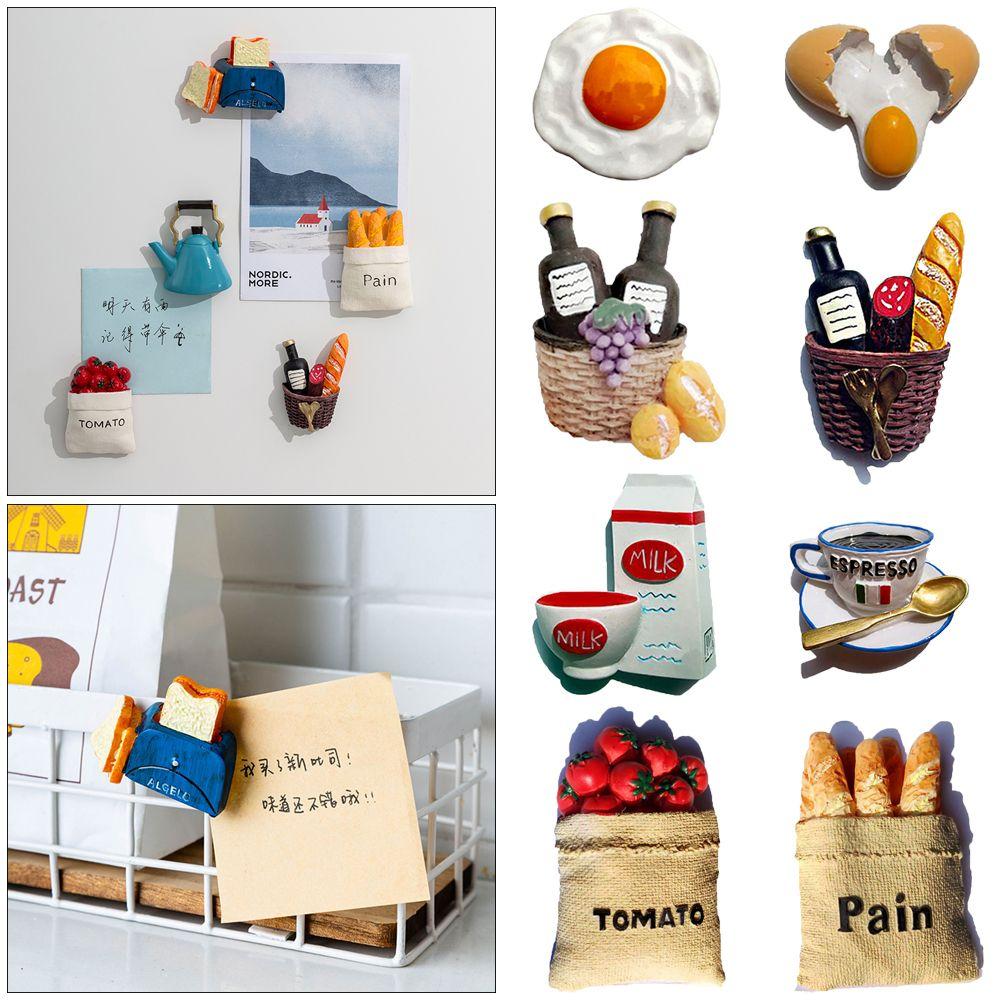 Kitchen Tools Home Decoration Bread Egg Milk Magnetic Stickers Fridge Magnet Cartoon Food Shape