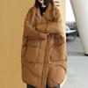 Women's Autumn And Winter Thickened High-end Down Jacket Women's Loose Large Hooded Medium Long Solid Color Coat