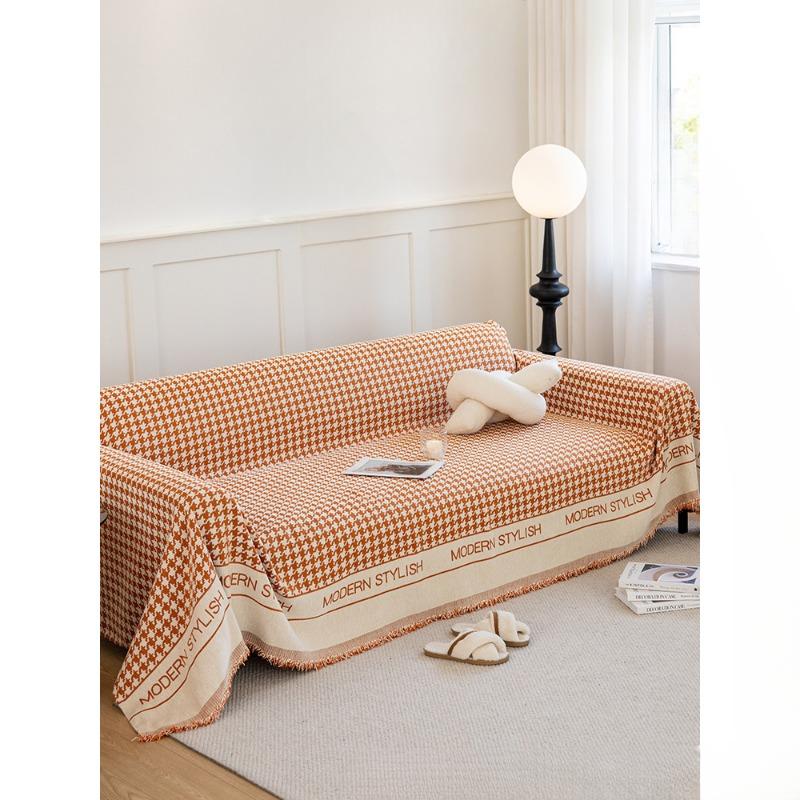 Nordic Chenille Sofa Cushion Fabric Four Seasons Universal Seat Cushions Non-Slip Simple Modern Sofa Towel Houndstooth Cover Towel