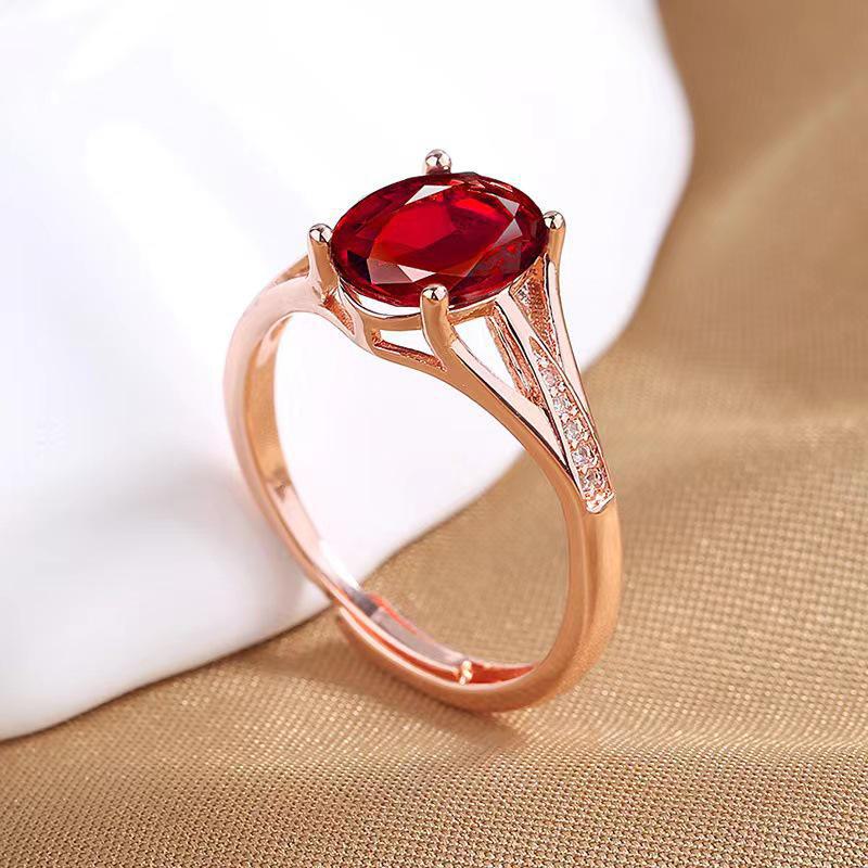 Elegant Adjustable Imitation Gemstone Ring: Emerald, Ruby, Sapphire Options for Women