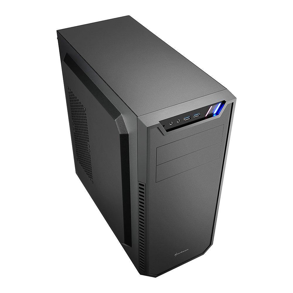 Корпус для ПК Sharkoon VS7 Series Mid-Tower, VS7 с разделением на камеры, Совместимость с ATX Micro-ATX Mini-ITX, с 2 вентиляторами 120 мм, SHA-VS7-VBK (Авторизованный японский
