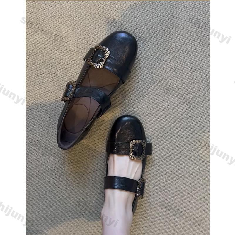 Fashion Women Shoes 2025 Spring Autumn New Vintage Soft Sole Buckle Strap Mary Jane Shoes Fashion Comfort Metal Decoration Ballet Shoes