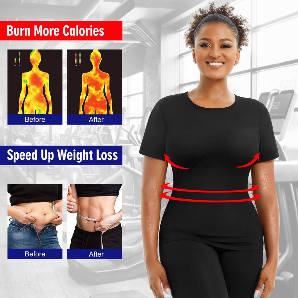 Рубашка для сауны для женщин, спортивный костюм с короткими рукавами, компрессионные рубашки, майка для тренировок в сауне, формирователь тела, нижнее белье для похудения, корректирующее белье для фитнеса, толстовка