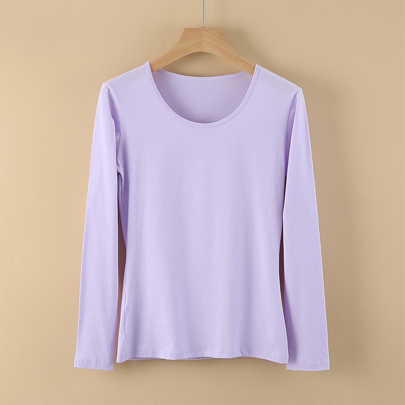 Женский термосвитер из чистого хлопка с длинными рукавами - круглый вырез, теплый топ на осень/зиму