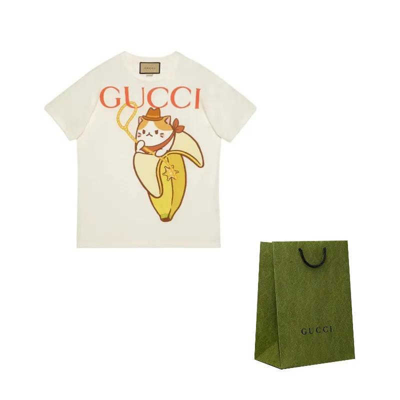 GUCCI Bananya Women's Printed T-shirt White (Unisex) T-Shirts 615044 XJD82 9095
