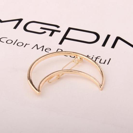 Мода Сплав Полый Полумесяц Круг Треугольник Челка Зажим для волос Женская заколка Шпилька