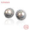 Линдон стерлингового серебра 925 пробы синтетический жемчуг серьги серьги-капли для женщин подарки на свадьбу