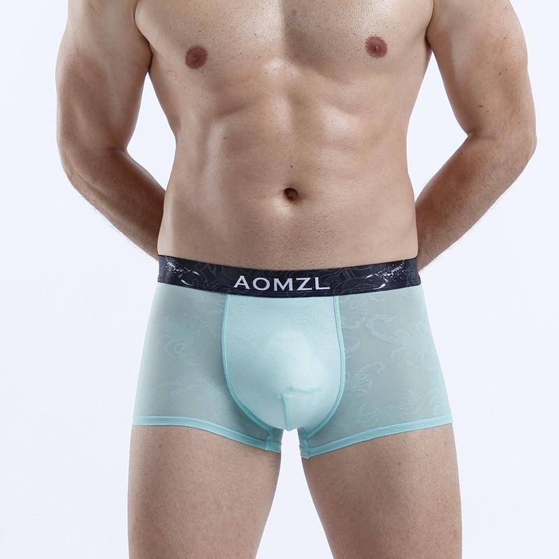 Новые мужские сексуальные трусы-боксеры из ледяного шелка в сетку, дышащие шорты-боксеры, модное нижнее белье