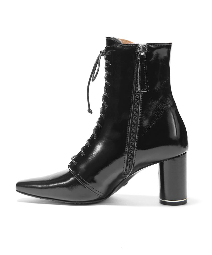 Briana Glossy Lace-Up Boots [Black]