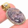 Natural Russian Charoite Two Tone 925 Solid Sterling Silver Pendant 1.25'' l8b88