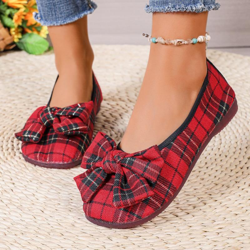 Women's Fashion 36-43 Large Size Women's Shoes New Round Head Flat Bottom Bow Light Mouth One Pedal Casual Shoes