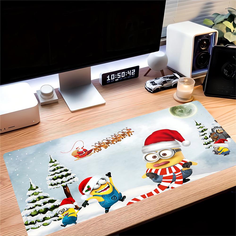 Christmas Minions Adventure Large Gaming Mouse Pad Nonslip Rubber Base Waterproof Desk Mat For Office Pc Laptop
