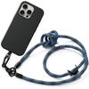 Case - Silicone - for iPhone 16 Pro - Shockproof Black - Detachable Blue Lanyard - 120cm