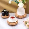 3Pcs/Set Wooden Coffee Mug Holder Decorative Round Stool Pedestal Flower Plants Pot