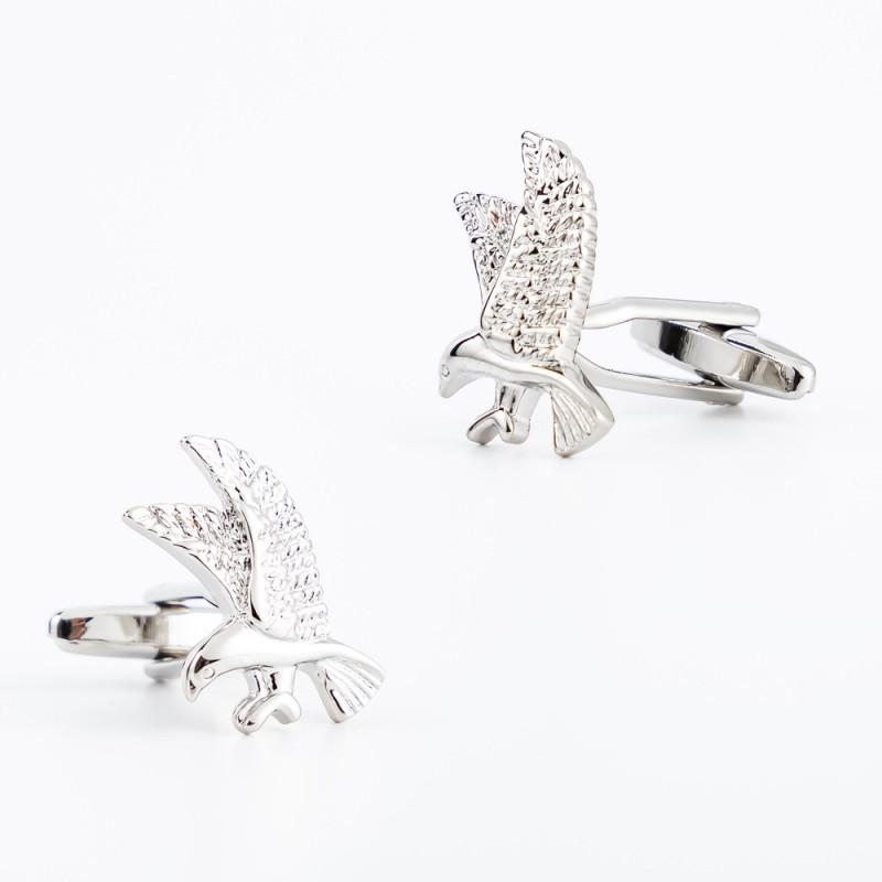 Exquisite Electroplated Silver Eagle Shaped Copper Metal Cufflinks French Shirt