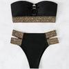 2Pcs/Set Popular Women Swimwear Off Shoulder Gathering Skin-touch Bandeau Bra High Waist Briefs Swimwear Water Activity Clothing