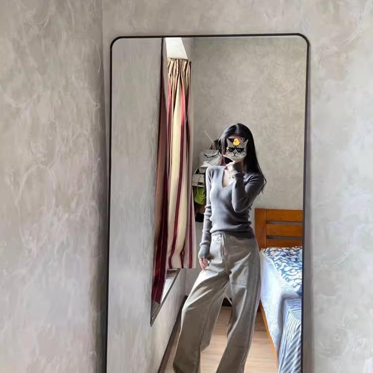 Топ трикотажный с V-образным вырезом для плохой девочки Instagram Женский Весна Осень Зима Базовый слой Приталенный Подчеркивающий талию Облегающий Обычный рукав Длинная блузка